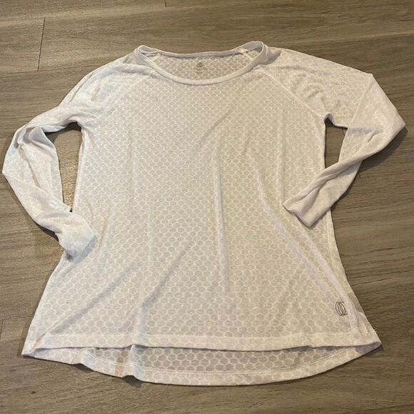 Balance Collection Tops - Balance Collection, white sheer light weight athletic yoga long sleeve size lg